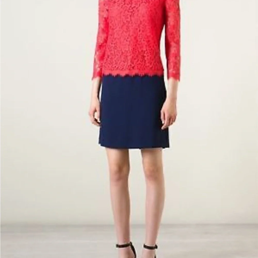 Diane Von‎ Furstenberg Eliza Pleated Skirt in Navy Blue Size 0